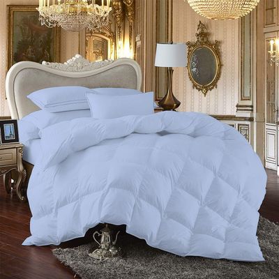 100% Egyption Cotton Goose Down and Feather Filling Comforter 500 GSM Fill Power Buffy Overfilled All Season Light Blue-Queen/Full Size Soft Quilted with Corner Tabs, Winter Warm Fluffy(1 Piece)