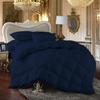 100% Egyption Cotton Goose Down and Feather Filling Comforter 500 GSM Fill Power Buffy Overfilled All Season Navy Blue-Queen/Full Size Soft Quilted with Corner Tabs, Winter Warm Fluffy(1 Piece) view 1