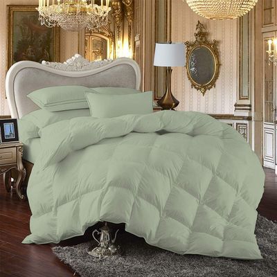 100% Egyption Cotton Goose Down and Feather Filling Comforter 500 GSM Fill Power Buffy Overfilled All Season Sage-Cal-King/King Size Soft Quilted with Corner Tabs, Winter Warm Fluffy(1 Piece)