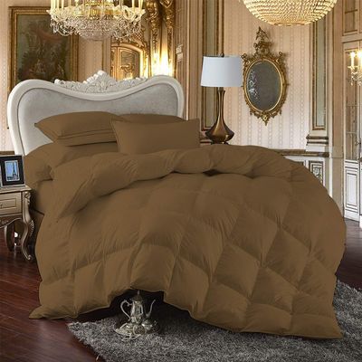 100% Egyption Cotton Goose Down and Feather Filling Comforter 500 GSM Fill Power Buffy Overfilled All Season Taupe-Cal-King/King Size Soft Quilted with Corner Tabs, Winter Warm Fluffy(1 Piece)