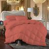 100% Egyption Cotton Goose Down and Feather Filling Comforter 500 GSM Fill Power Buffy Overfilled All Season Brick Red-Queen/Full Size Soft Quilted with Corner Tabs, Winter Warm Fluffy(1 Piece) view 1