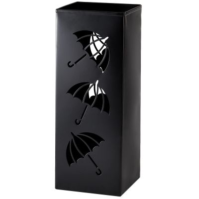 Okllen Metal Umbrella Holder, Square Umbrella Stand Rack for Entryway, 6.3" x 6.3" x 16.5", Black