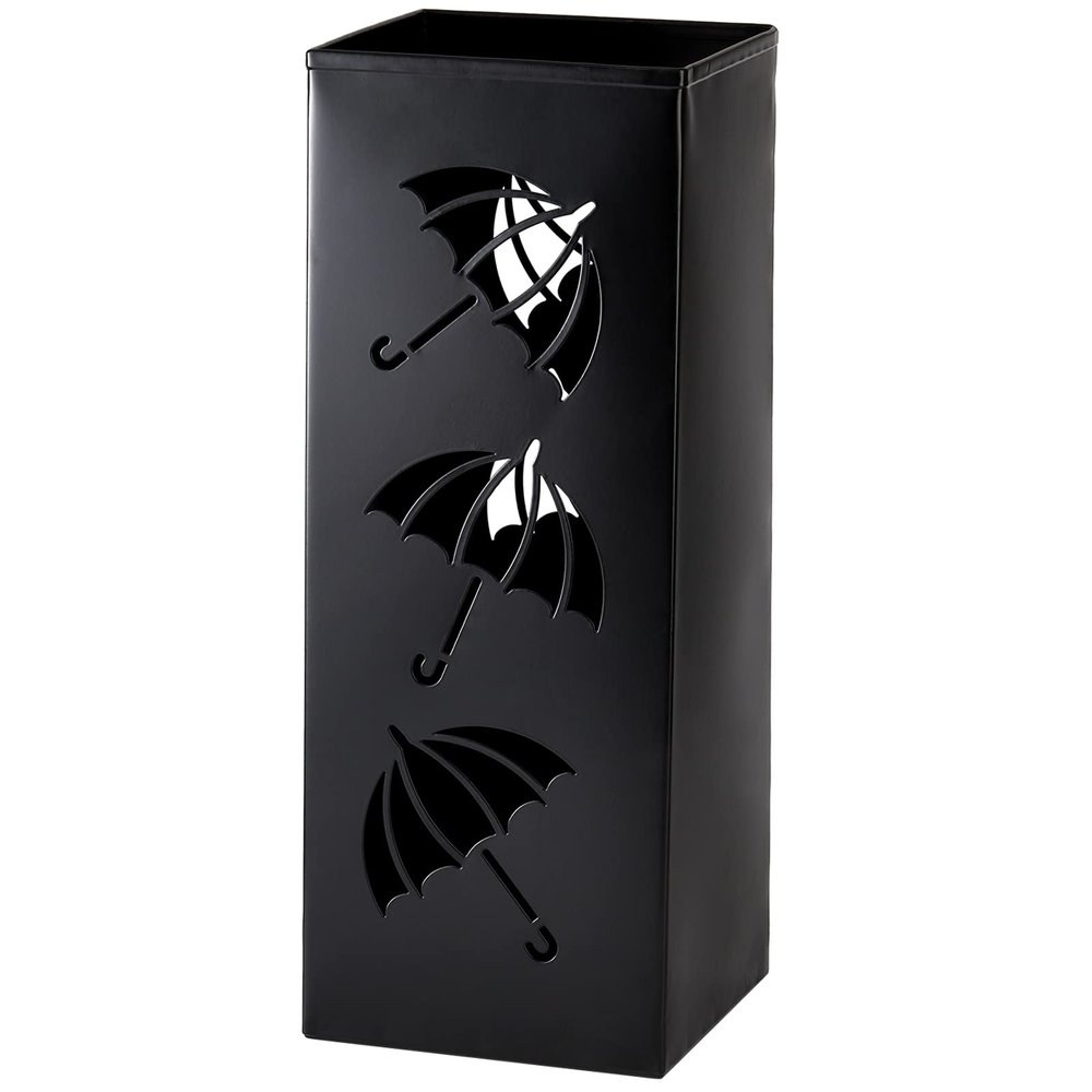 Okllen Metal Umbrella Holder, Square Umbrella Stand Rack for Entryway, 6.3" x 6.3" x 16.5", Black
