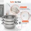 3 Tier Stainless Steel Steamer Stock Pot with Glass Lid, Vegetable Steamer Pan for Vegetable Meat Food Dumpling Steamers for Cooking Pot Set with 1 Port and 2 Steam Lattice view 2