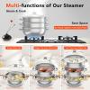 3 Tier Stainless Steel Steamer Stock Pot with Glass Lid, Vegetable Steamer Pan for Vegetable Meat Food Dumpling Steamers for Cooking Pot Set with 1 Port and 2 Steam Lattice view 4