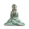 Buddha Statue Ceramic Zen Buddha Sculpture South China Sea Guanyin Sitting Buddha Crafts Exquisite Creative Decor (Color : Green) view 1