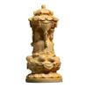 Buddha Statue Boxwood Carvings Zen Buddha Three Face Sakyamuni Sitting Buddha Wood Sculpture Figurines Meditation Decor Crafts (Color : Yellow) view 1