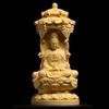 Buddha Statue Boxwood Carvings Zen Buddha Three Face Sakyamuni Sitting Buddha Wood Sculpture Figurines Meditation Decor Crafts (Color : Yellow) view 2