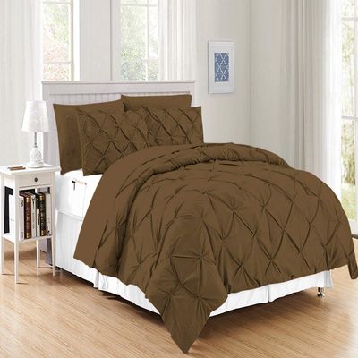 100% Egyptian Cotton Bedding Set-Taupe | Cal King/King Size Premium Collection-600 TC-Ultra Soft Breathable 6 PC Bed Set Includes-1 Flat,2 Pillowcases,1 Pinch Pleated Comforter with 2 Shams