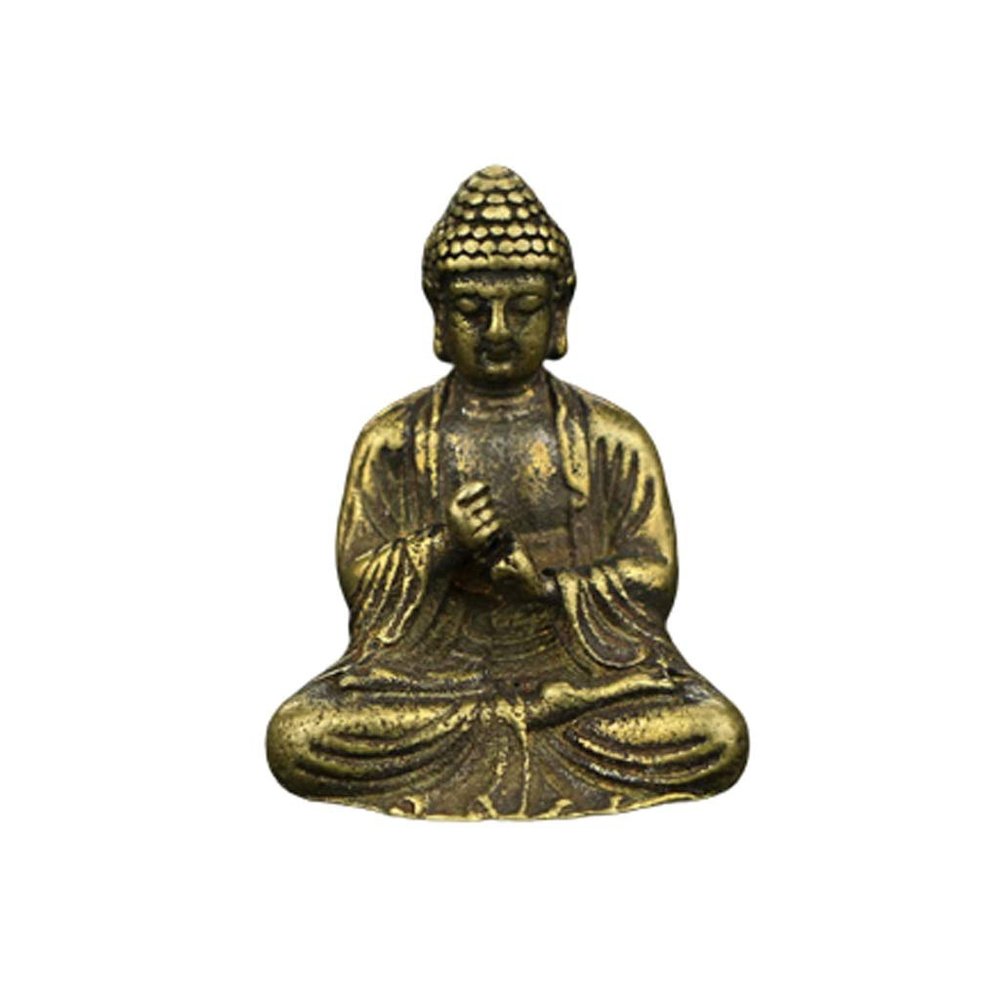 Buddha Statue Mini Portable Zen Buddha Retro Sitting Buddha Hand Sculpture Buddha Exquisite Home Office Desk Deco Gold (Color : A)