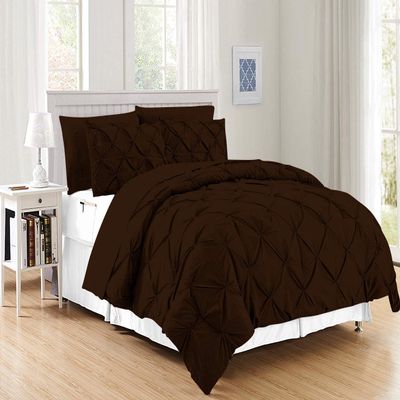 100% Egyptian Cotton Bedding Set-Chocolate | Palatial King Size Premium Collection-600 TC-Ultra Soft Breathable 6 PC Bed Set Includes-1 Flat,2 Pillowcases,1 Pinch Pleated Comforter with 2 Shams