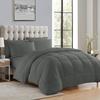 7 Piece Bedding Set 100% Cotton Down Alternative Comforter 500 GSM Fill All Season Bed-in-A-Bag Box Stitched Comforter & Sheet Set Easy Fit 18" Deep Pocket Soft Bed Set (Full Size, Gray) view 1