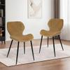 CangLong Mid Century Modern Dining Chairs Set of 2, Upholstered Kitchen Dining Room Chairs, Velvet Comfortable Dining Chair with Metal Legs, for Kitchen, Dining, Living Room, Yellowish Brown view 2
