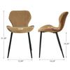 CangLong Mid Century Modern Dining Chairs Set of 2, Upholstered Kitchen Dining Room Chairs, Velvet Comfortable Dining Chair with Metal Legs, for Kitchen, Dining, Living Room, Yellowish Brown view 3