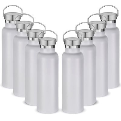 Neihepal 20 oz Insulated Water Bottles,Stainless Steel Double Wall Sport Bottle with Lid of Handle (8, White)
