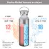 Neihepal 20 oz Insulated Water Bottles,Stainless Steel Double Wall Sport Bottle with Lid of Handle (8, White) view 2