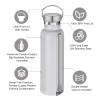 Neihepal 20 oz Insulated Water Bottles,Stainless Steel Double Wall Sport Bottle with Lid of Handle (8, White) view 3