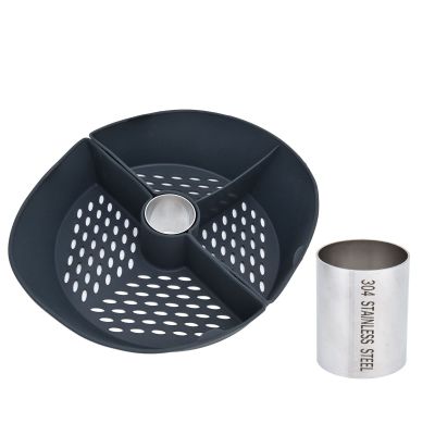 Cooking Chamber Divider, Pan Cook Divider Tray Food Processor Accessory, Made of Non Stick Silicone and 304 Stainless Steel, Steam Cooking Divider Compatible with TM5 TM6
