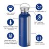 Neihepal 20 oz Insulated Water Bottles,Stainless Steel Double Wall Sport Bottle with Lid of Handle (8, Navy) view 3