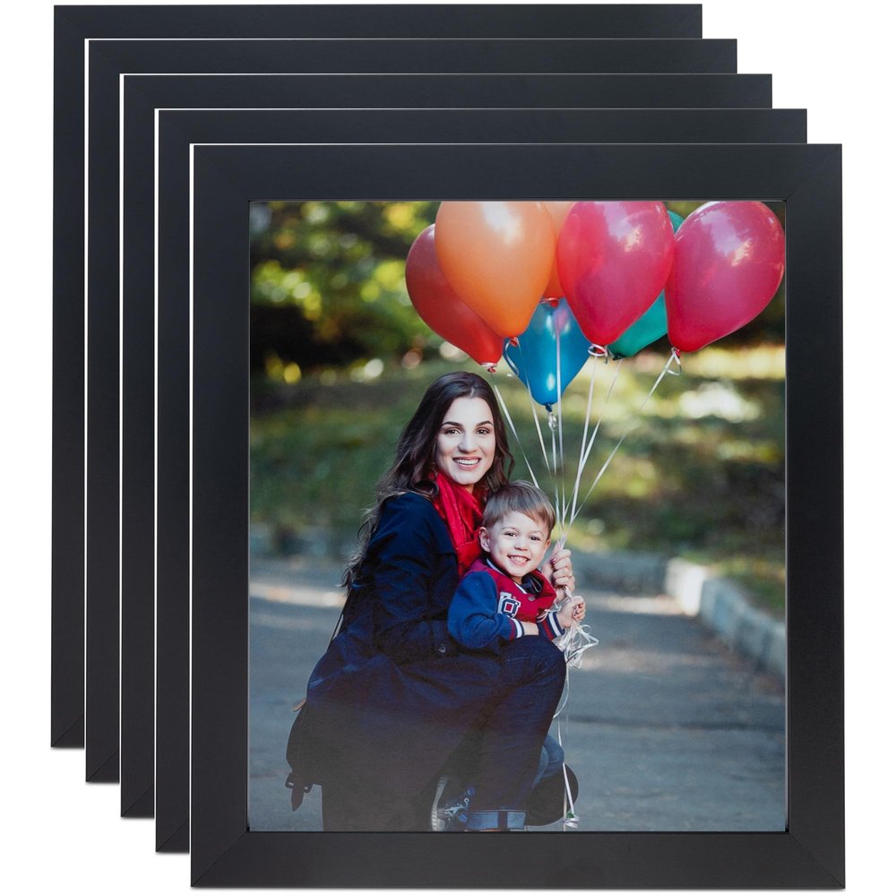 ArtToFrames 10x10 Inch Black Picture Frame, 5 - Pack, This 1.25 inch Custom MDF Poster Frame is Black, Comes with Regular Glass (Frame_Pack_5_FRBW72079-10x10)