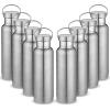 Neihepal 20 oz Insulated Water Bottles Bulk 8 Pack,Stainless Steel Double Wall Sport Bottle with Lid of Handle,Metal Reusable Thermoses Flask with Cup Cap for School,Hikers,Gift (Silver,Set of 8) view 1