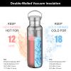 Neihepal 20 oz Insulated Water Bottles Bulk 8 Pack,Stainless Steel Double Wall Sport Bottle with Lid of Handle,Metal Reusable Thermoses Flask with Cup Cap for School,Hikers,Gift (Silver,Set of 8) view 2