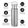 Neihepal 20 oz Insulated Water Bottles Bulk 8 Pack,Stainless Steel Double Wall Sport Bottle with Lid of Handle,Metal Reusable Thermoses Flask with Cup Cap for School,Hikers,Gift (Silver,Set of 8) view 3