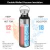 Neihepal 20 oz Insulated Water Bottles,Stainless Steel Double Wall Sport Bottle with Lid of Handle (8, Black) view 2