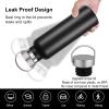 Neihepal 20 oz Insulated Water Bottles,Stainless Steel Double Wall Sport Bottle with Lid of Handle (8, Black) view 4