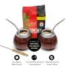 BALIBETOV Set of Two Yerba Mate Gourd and One Pack of 100gr - 3.5OZ of Yerba Mate - Yerba Mate Cup Argentina - 2 Mate Tea Cup, 2 Bombilla, 1 Cleaning Brush, 1 Loose Leaf Yerba Mate bag (DARK BROWN) view 2