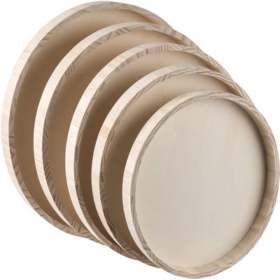 6 Sets of Hammont Wooden Nested Serving Trays - Five Piece Set of Round Shape Wood Trays (30 Trays Total) for Crafts | Circle Kitchen Nesting Trays for Serving Pastries, Snacks, Mini Bars, Chocolate