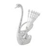 6 Metal Coffee Dessert Spoon Set Stainless Steel Creative Dinnerware Fruit Flatware Swan Base Holder Organizer with Spoons silver view 1