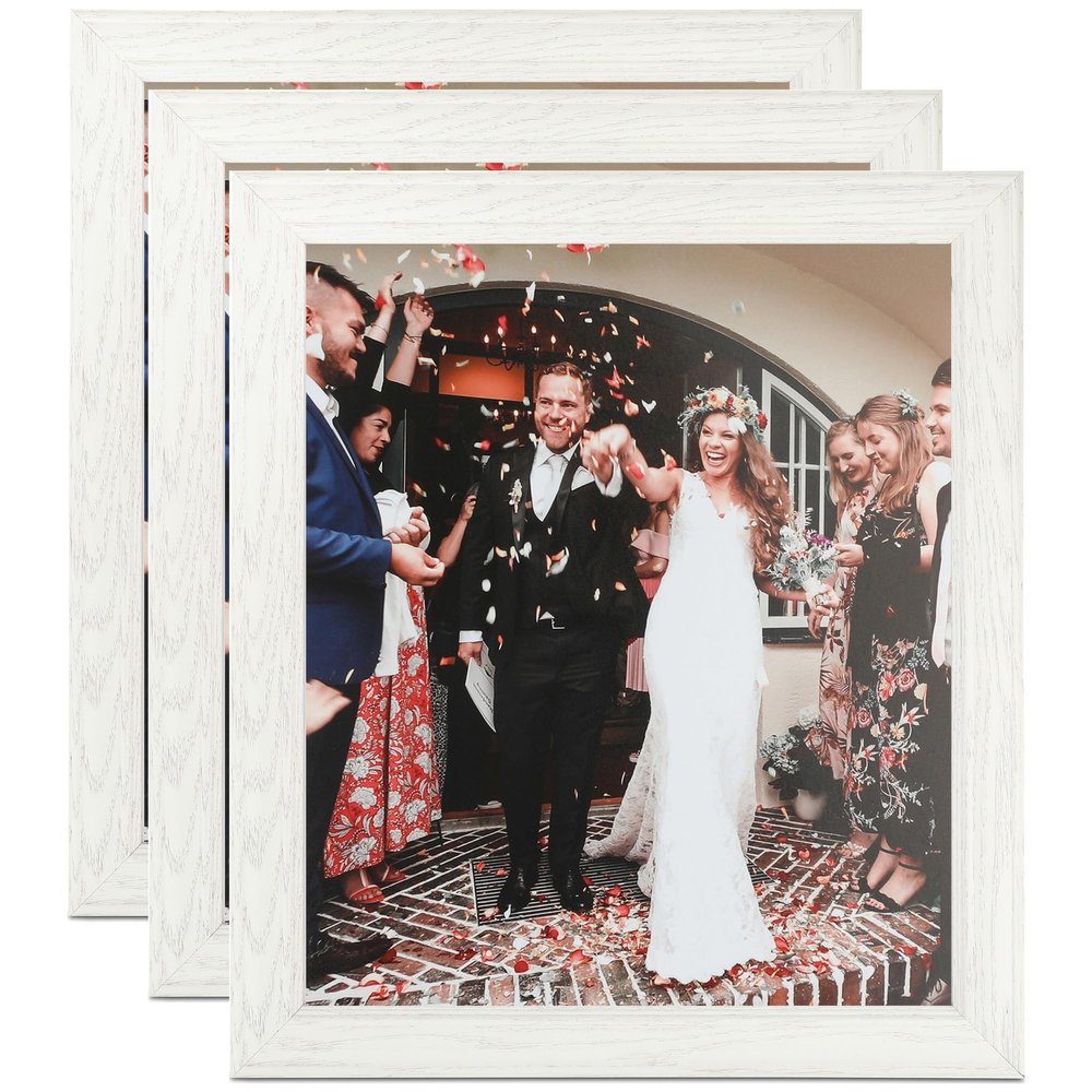 ArtToFrames 8x20 Inch White Picture Frame, 3 - Pack, This 1.25 inch Custom Wood Poster Frame is White, Comes with Regular Glass (Frame_Pack_3_0151-59504-475-8x20)