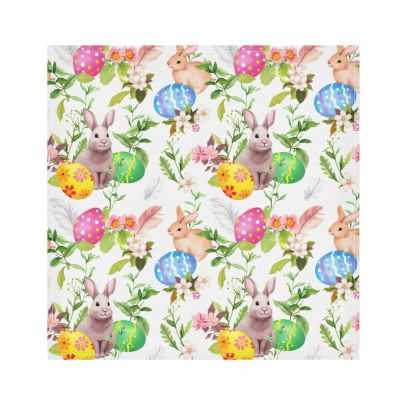 Easter Bunny Colored Eggs Cloth Napkins Washable Reusable Polyester Dinner Napkins 20 x 20 Inch for Home Weddings Parties Holiday Table Napkins Set of 1