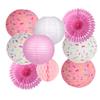 Donut Birthday Party Decorations, 9 Pieces Reusable Pink Round Donut Party Hanging Paper Lanterns, Supplies, Honeycomb Ball Paper Fan for Baby Shower Kids Birthday Home Decor view 1