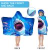 Bonsai Tree Shark Beach Towel, Shark Towel for Kids with Hood, Ocean Fishes Hooded Towel for Boys 30" x 50", Funny Sea Animals Microfiber Absorbent Soft Bath Towel Poncho Bathrobe for Swin Pool view 4