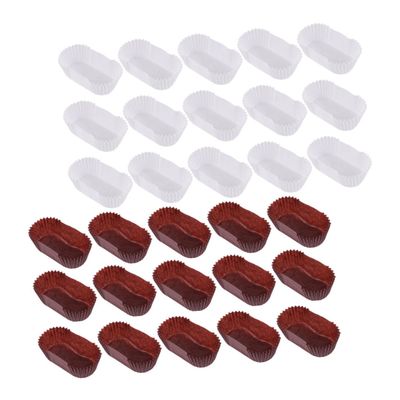 2000pcs Brushed Cake Tray Ice Cream Shop Coffee Shop Supplies Cake Paper Trays Oval Cake Cups Mini Muffins Brown Wrapping Paper White Cupcake Wrappers Foil Trays Baking Cake Gadget