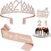 21st Birthday Decorations for Her, Including 21st Birthday Sash and Tiara, Cake Topper, Candles, 21 Year Old Gifts for Her view 1