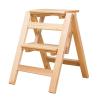 2 Step Ladder Stools Chair, Wooden Ladder Chair Rack Portable Step Folding Stool Perfect for Home, Office, Warehouse Moveable Bookshelf Plant Stand (Color : C) view 1