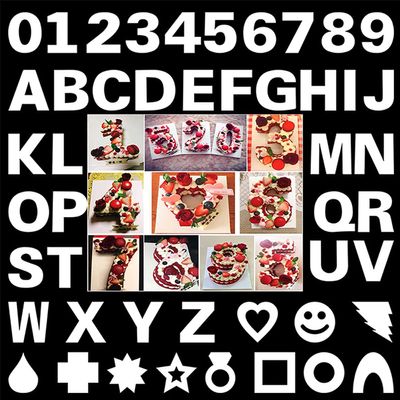 CareforYou 8 inch Alphabet Cake Stencils Letter Stencil A-Z 26Pcs,0-9 Number Cake Templates 10Pcs,Heart/Five-Pointed Star/Square/Rainbow/Big Ring Template Mold Heart Shape Mold(47pcs)