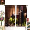 A1IR9LOOTC104X Wine Kitchen Curtains 2 Panels,Glasses of Red and White Wine Served with Grapes on A Wooden Background Living Room Bedroom Window Drapes Decor Curtain Hanging Vertically 72x63in view 3