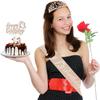 13th Birthday Decorations for Girls, Including Sash, Crown/Tiara, Candles and Cake Topper, Rose Gold Teen Girl Gifts for 13 Year Old Birthday Decorations view 3