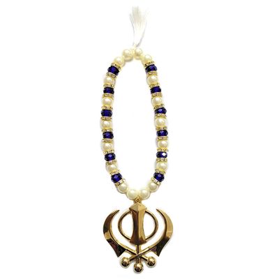 Imagine Mart Car Hanging Golden Khanda in Crystal Beads for Car