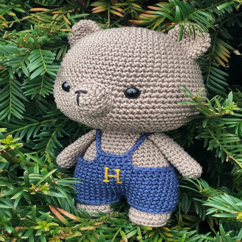 Amigurumi Bear Crochet Toy Nursery Decor Animal Eco Friendly Stuffed Kids Children Cotton Animals Toddler Gifts Ideas (Q, white)