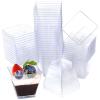 Oomcu 100 Pack 2oz Small Square Clear Plastic Dessert Cups Mini Disposable Tumbler Cups for Ice Cream,Yogurt, Pudding, Chocolate, Mousse, Candies, Appetizers,Snack, Parfait, Charcuterie, Party view 1