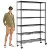 Dlewmsyic 6-Tier Heavy Duty Wire Shelving Unit - 6000lb Capacity, Adjustable NSF Metal Storage Rack with Wheels, 48" L18" W78" H for Garage, Pantry, Kitchen - Black view 1