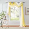 1 Piece Ombre Chiffon Sheer Window Scarf Valance Curtain 18ft for Living Room Bedroom Decor, 216 Inch Long Crinkle Soft Window Sheer Voile Valance for Holiday, Wedding Party Decor, Yellow, 52"W view 1