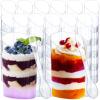 100 Pack Mini Dessert Cups with Spoons Small Plastic 3 oz Slanted Round Shooter Disposable Clear Plastic Parfait Appetizer Cup for Tasting Sample Appetizers view 1