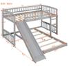Harper & Bright Designs Low Bunk Bed Twin Over Twin, Wood Floor Bunk Bed with Slide and Ladder, L-Shape Bunk Bed for Kids Toddlers Teens Boys & Girls (Gray) view 2