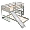 Harper & Bright Designs Low Bunk Bed Twin Over Twin, Wood Floor Bunk Bed with Slide and Ladder, L-Shape Bunk Bed for Kids Toddlers Teens Boys & Girls (Gray) view 4